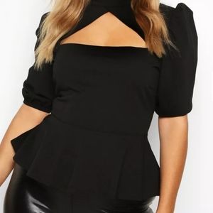 Peplum choker top boohoo plus size